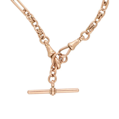 Vintage 9K Rose Gold Albert Chain Necklace