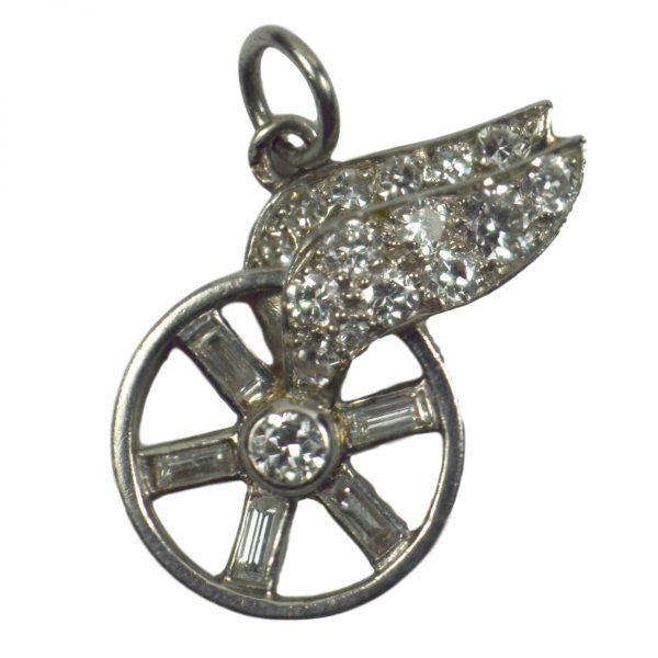 Chaumet Art Deco Hermes Winged Wheel Platinum Diamond Charm