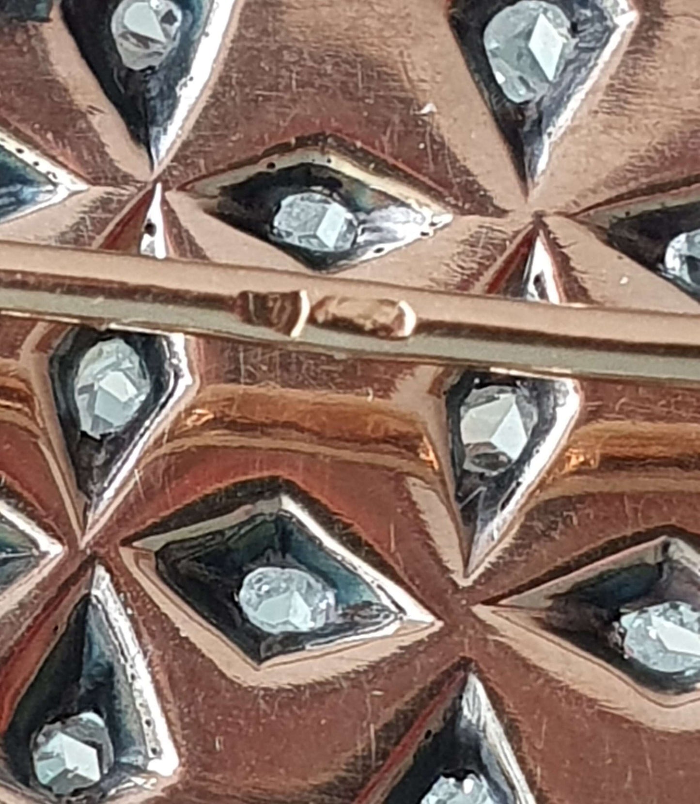 Edwardian Antique White Enamel and Rose Cut Diamond Oval Brooch