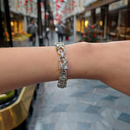 Art Deco Inspired Marquise Diamond Bracelet in White Gold