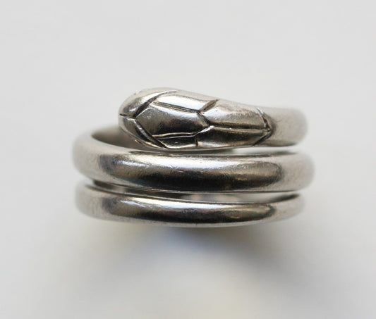 French Art Deco Platinum Snake Ring