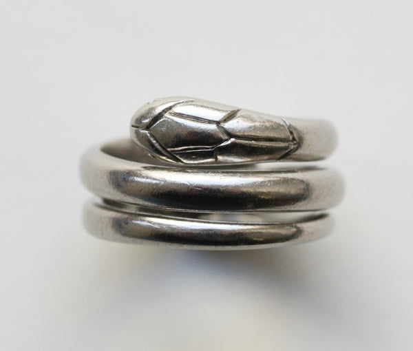 French Art Deco Platinum Snake Ring