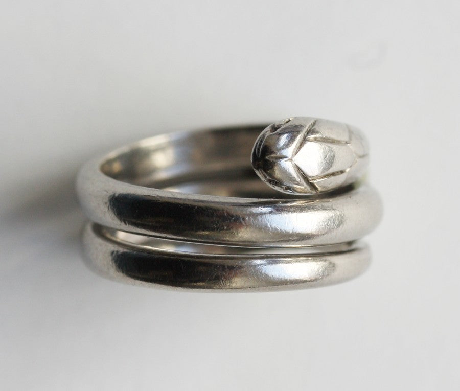 French Art Deco Platinum Snake Ring