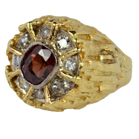 Modernist 2.55ct Brown Zircon and Diamond Cocktail Dress Ring