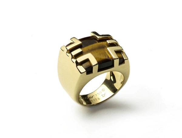 Cartier Tiger-eye cage ring gold 1970
