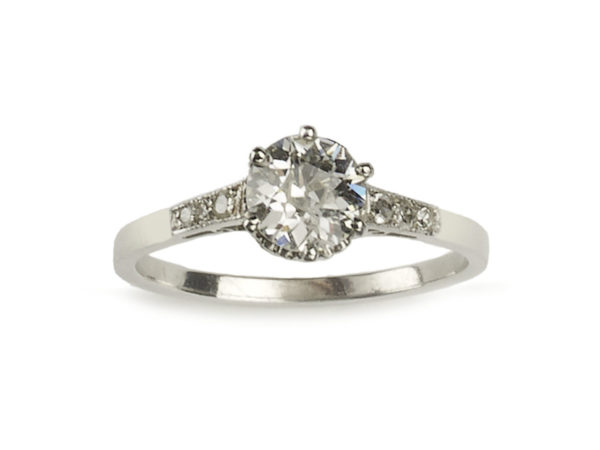 diamond engagement ring old cut diamonds platinum