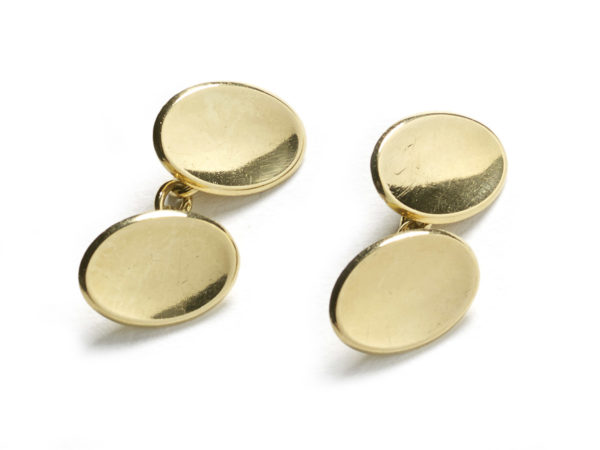 A pair of 18ct yellow gold concave cufflinks,
