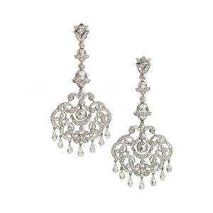 Diamond drop chandelier earrings 18ct white gold