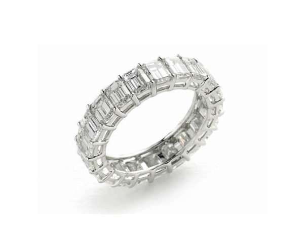 Emerald Cut Diamond Full Eternity Ring, 6.67cts platinum