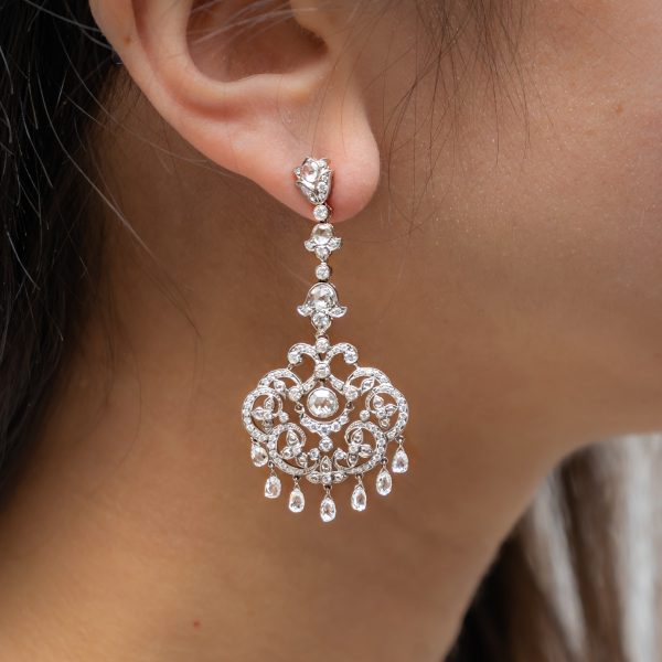 Diamond chandelier drop earrings