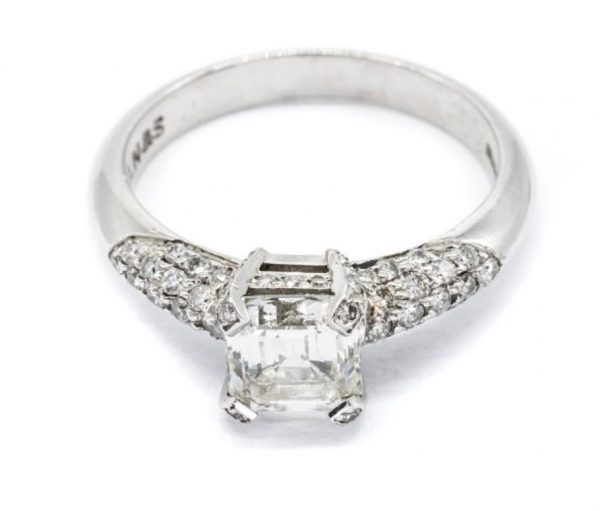 Square cut diamond engagement ring