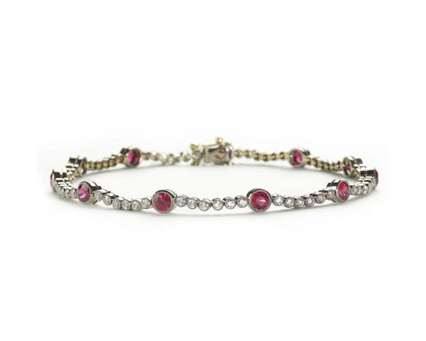 Ruby & Diamond Line Bracelet