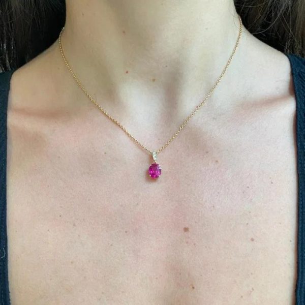 Ruby and Diamond Pendant, certified natural ruby with no heat treatment