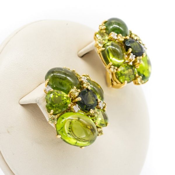 Green tourmaline and peridot earrings