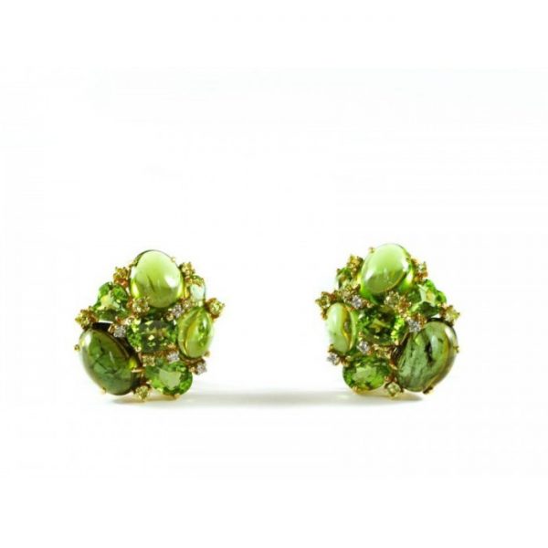 Green tourmaline and peridot earrings