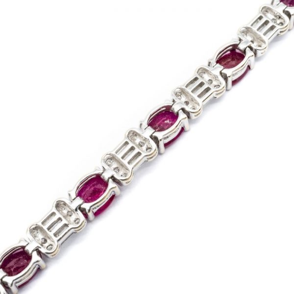 Ruby & Diamond Line Bracelet, 18ct White Gold - Jewellery Discovery