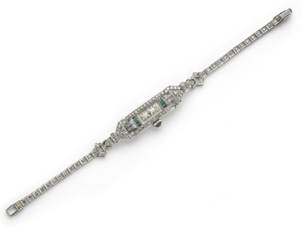 Art Deco Diamond & Emerald Cocktail Watch