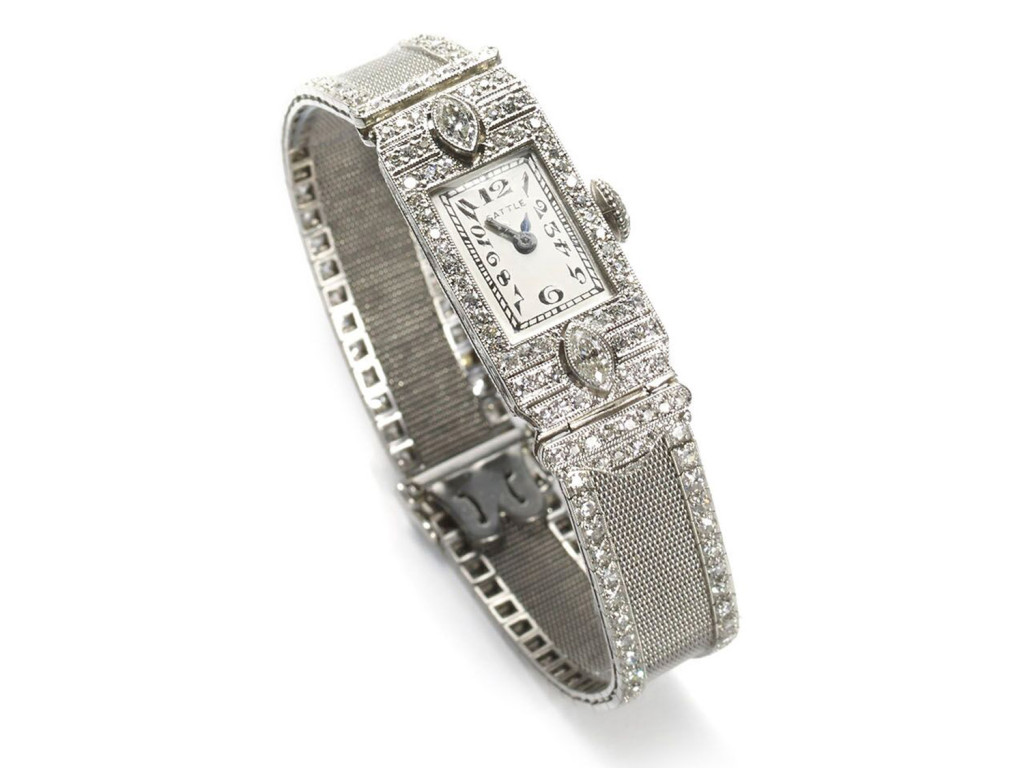 Jewellery Discovery- Art Deco Diamond Platinum Cocktail Watch, 1920's