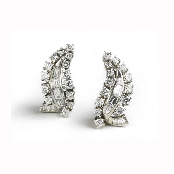 Diamond clip earrings