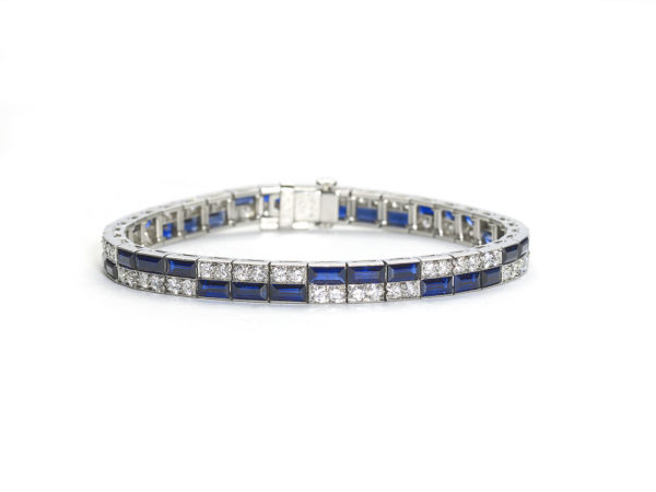 Caldwell Art Deco Sapphire Diamond Platinum Bracelet