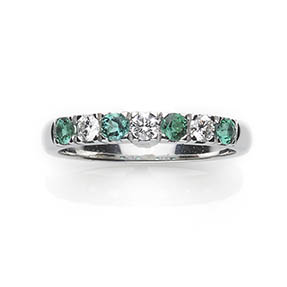 Emerald and diamond half eternity ring - Jewellery Discovery
