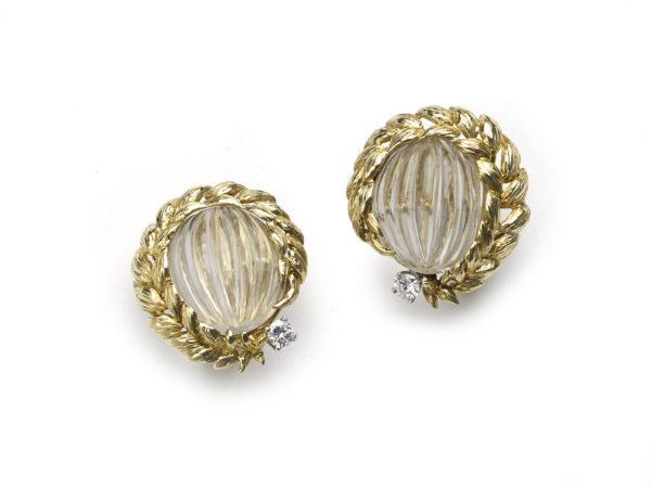 A pair of David Webb Rock Crystal Earrings
