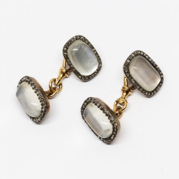 Faberge Moonstone and Diamond Cufflinks, C1900