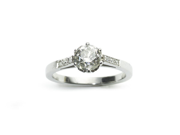 1.00 Carat Edwardian Cut Diamond Platinum Ring