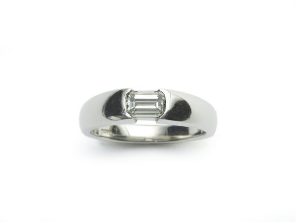 0.54 Carat Emerald-Cut Diamond Platinum Ring