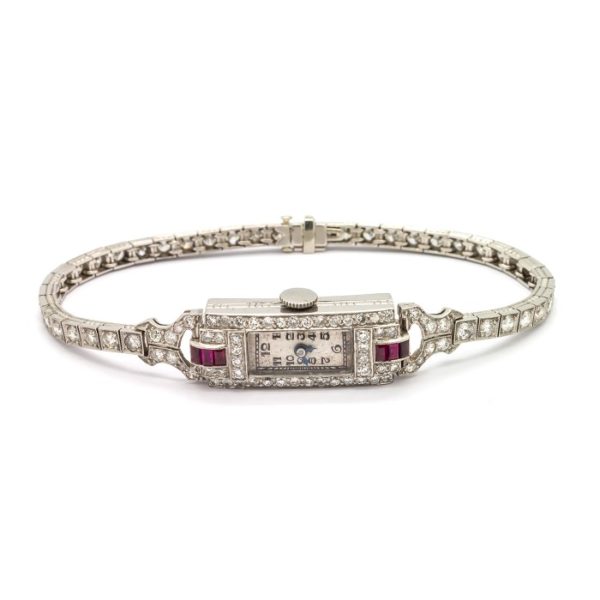 Art Deco Ruby and Diamond Cocktail Watch
