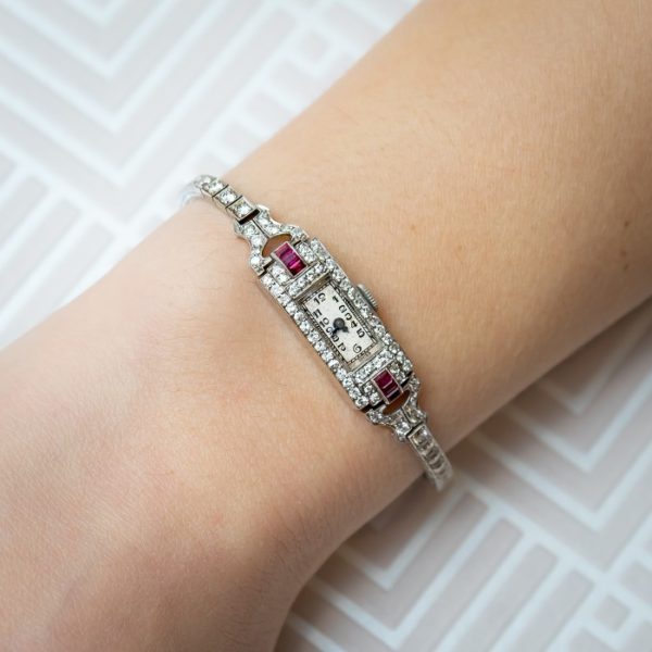 Art Deco Ruby and Diamond Cocktail Watch