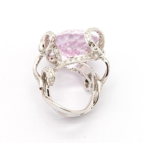 Kunzite Diamond Platinum Ring