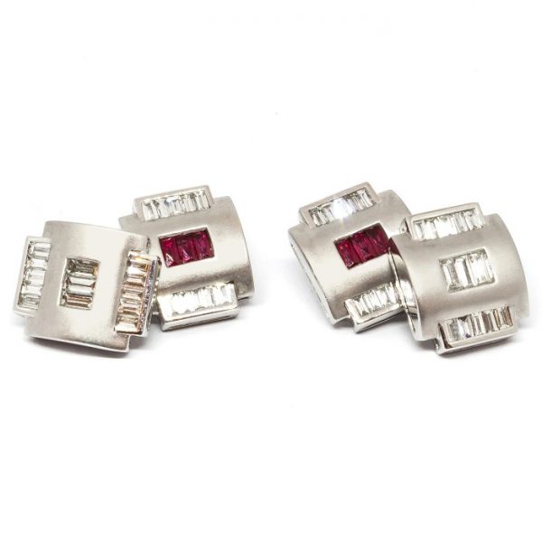 Art Deco Ruby & Diamond Cufflinks