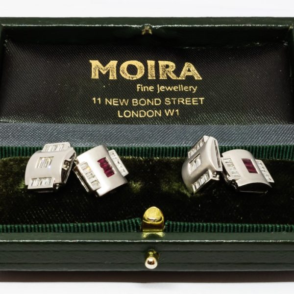 Art Deco Ruby & Diamond Cufflinks