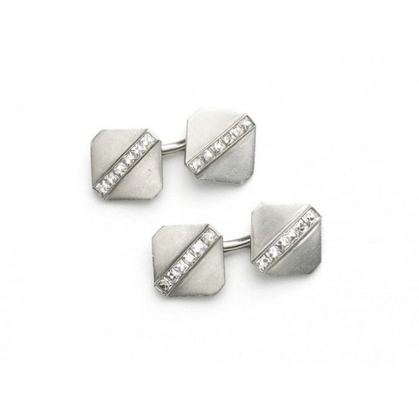 Art Deco Tiffany Platinum & Diamond Cufflinks