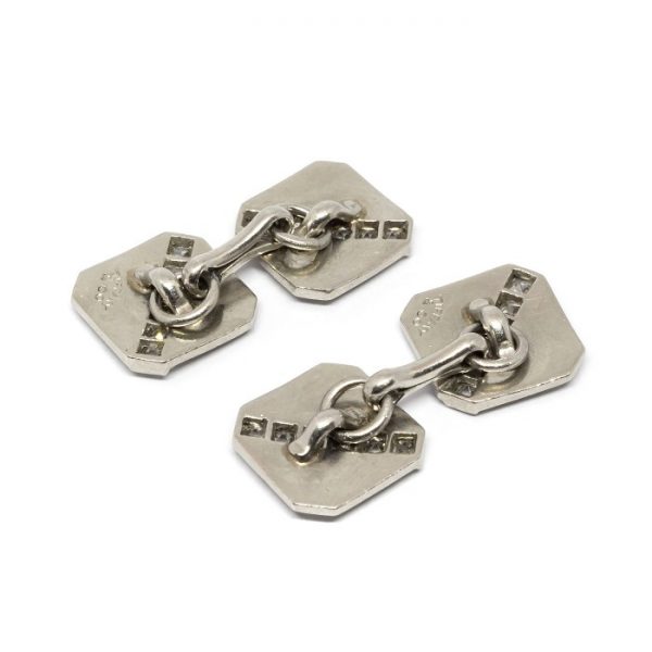 Art Deco Tiffany Platinum & Diamond Cufflinks