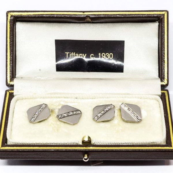 Art Deco Tiffany Platinum & Diamond Cufflinks
