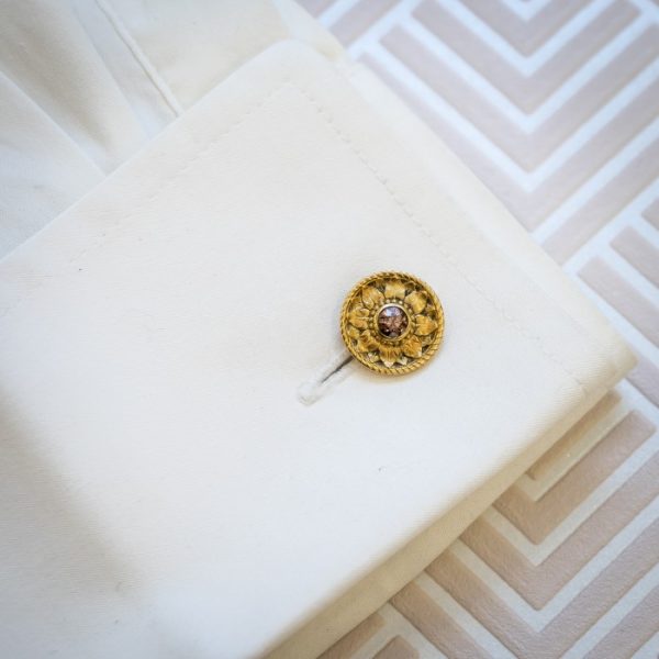 Desbazeille Art Nouveau gold and diamond cufflinks