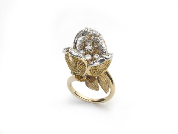 Vintage Gold Mesh Flower Ring