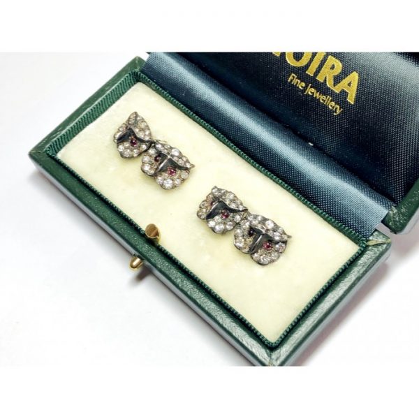 Vintage Diamond Set Owl Cufflinks