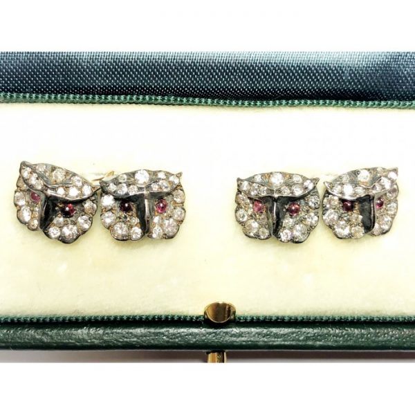 Vintage Diamond Set Owl Cufflinks