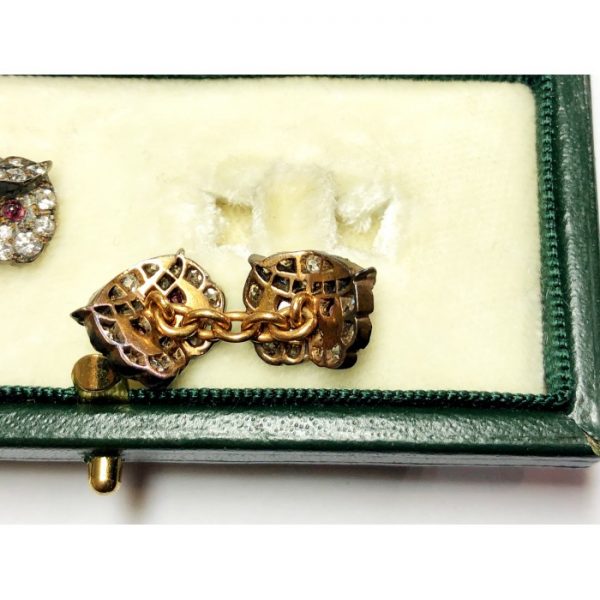 Vintage Diamond Set Owl Cufflinks