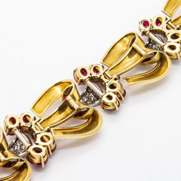 1940s Ruby Diamond Gold Bracelet