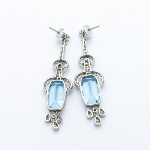 Aquamarine Sapphire Diamond Platinum Earrings