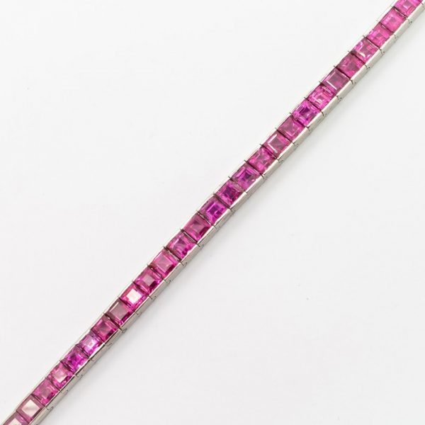 RUBY AND WHITE GOLD LINE BRACELET