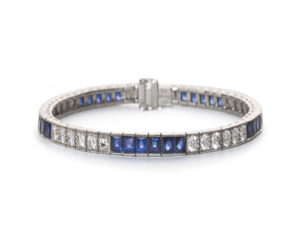 Sapphire og diamant armbånd september fødselssten safir 