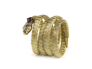 Antique Gold Coiled Snake Bangle Bracelet Snake jewellery Jewellery Discovery