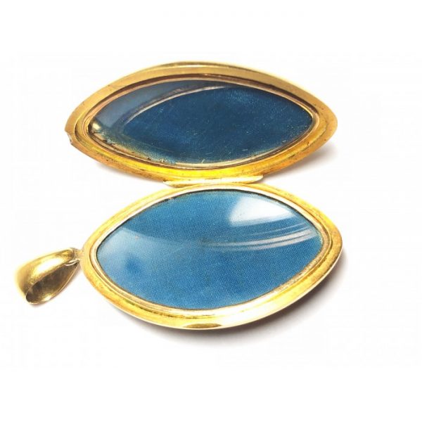 Victorian Blue Enamel Pearl Diamond Gold Locket