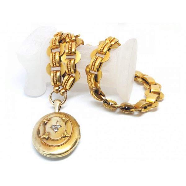 Victorian Diamond Gold Collar and Locket