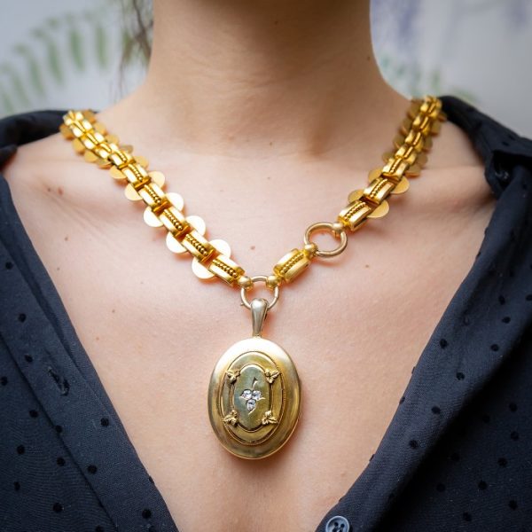 Victorian Diamond Gold Collar and Locket